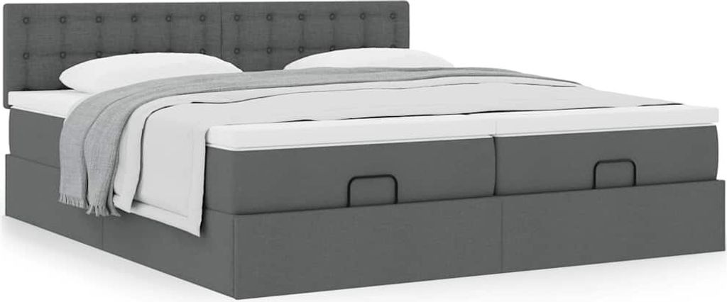 Möbel Ottoman-Bett mit Matratzen Dunkelgrau 160x200 cm Stoff - Klassische Betten 3312030