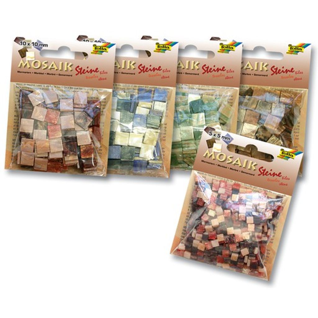 folia 62104 Mosaiksteine, 5x5mm, 700 Teile, Kunstharz, Marmor Mix, braun (700 Stück)