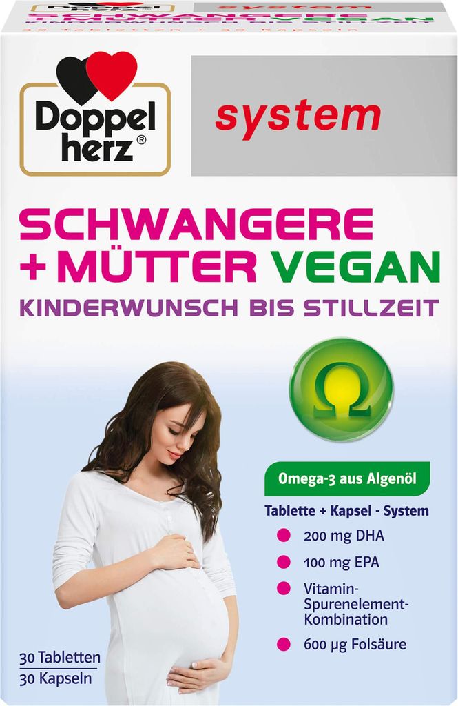Doppelherz system Schwangere + Mütter vegane Tabletten und Kapseln für Kinderwunsch und Stillzeit, 60 St. Tabletten