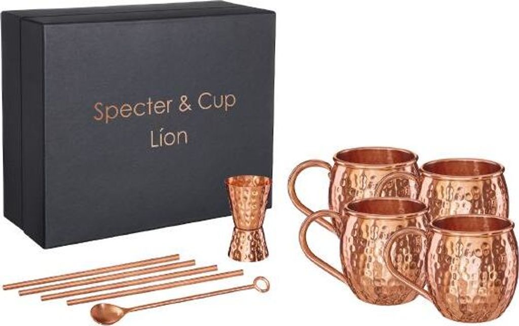 Kupferbecher Moscow Mule 4er Set 500ml mit Zubehör, 100% Produktbild 