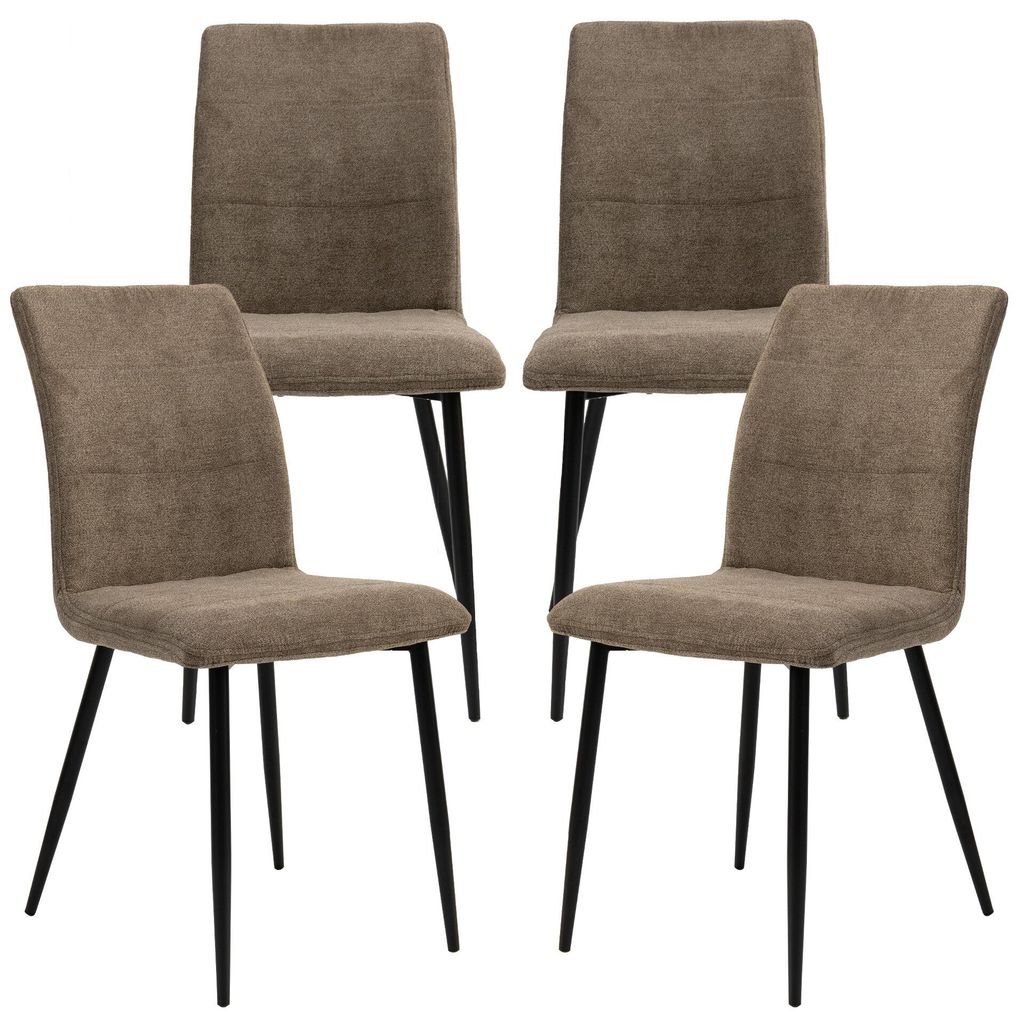 Moderne Esszimmerstühle mit Stoffbezug - bequeme Esstischstühle mit abgesteppter Vorderseite - gepolsterte Küchenstühle mit gebogener Rückenle...