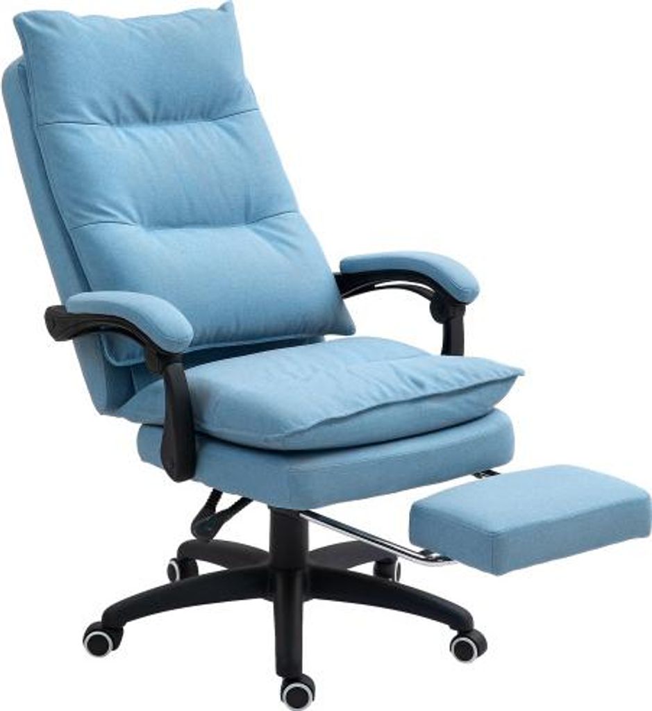 Buerostuhl 70x62x120-130 cm Blau Ergonomisch Mit Massagefunktion Liege- Drehfunktion Hoehenverstellbar Mit Fussstuetze Fernbedienung Timer Relaxsessel