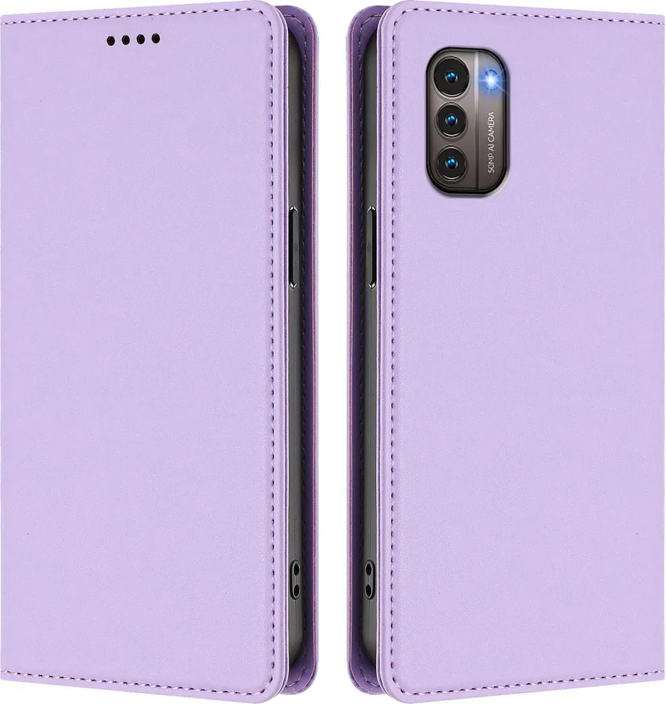 Custodia in pelle per Nokia G21 /Nokia G11, custodia magnetica in Finto cuoio con supporto viola chiaro