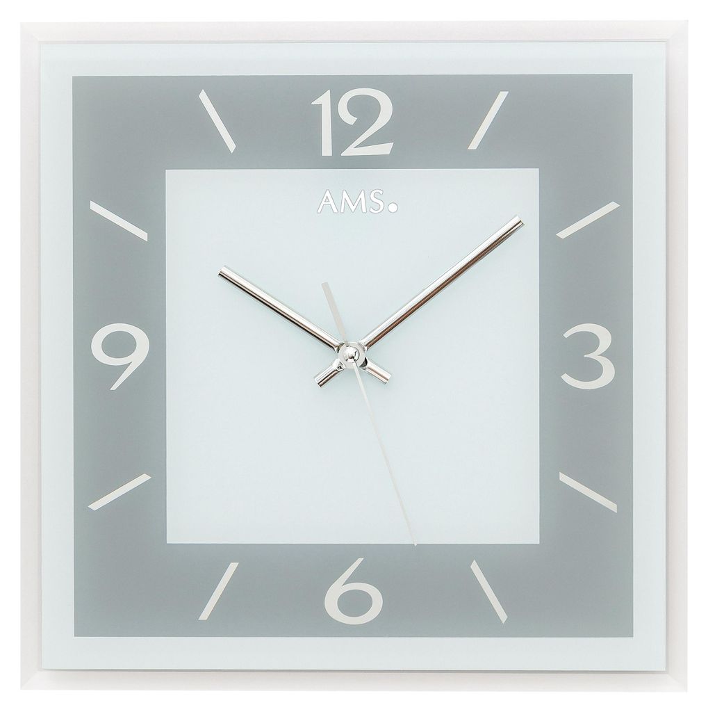 AMS W9573 Wanduhr mit facettiertem Spiegelglas blaugrau Produktbild 