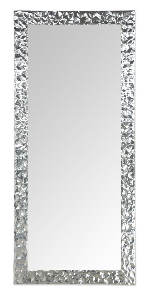 MO.WA Spiegel Wandspiegel groß Ganzkörperspiegel 77x177 Silber Lehnspiegel Blattsilber Holzrahmen Hängender Spiegel Flurspiegel