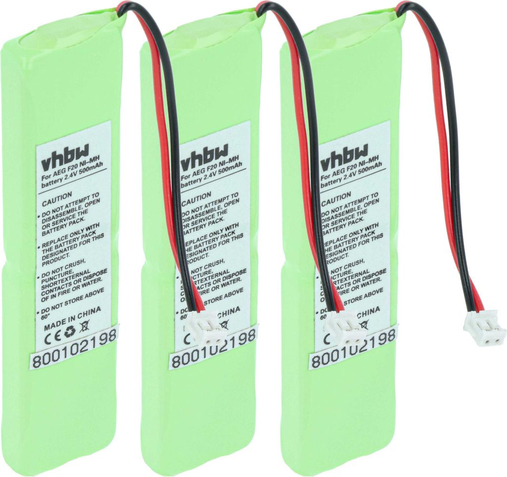 vhbw 3x Akku kompatibel mit Grundig Frame FR, A schnurlos Festnetz Telefon (500 mAh, 2,4 V, NiMH)