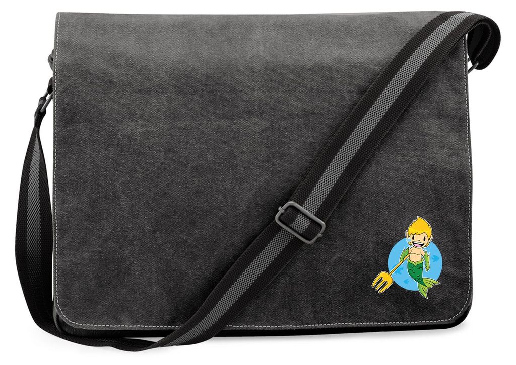 Huuraa Umhängetasche Wassermann Fabelwesen 14 Liter Black Canvas Laptoptasche Geschenkidee