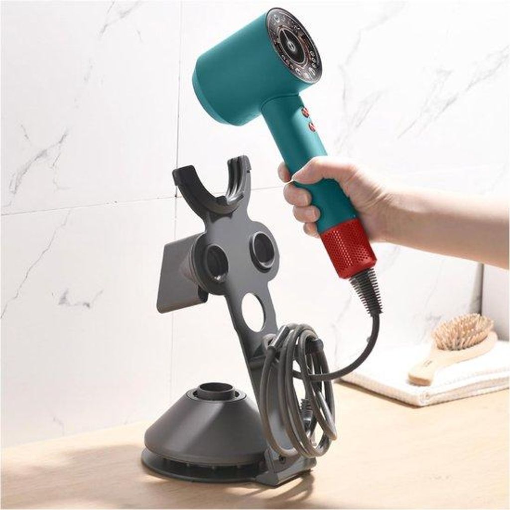 Föhnhalterung für Dyson, Standard ohne Bohrer, mit Kabelmanagement, Badkammerorganizer