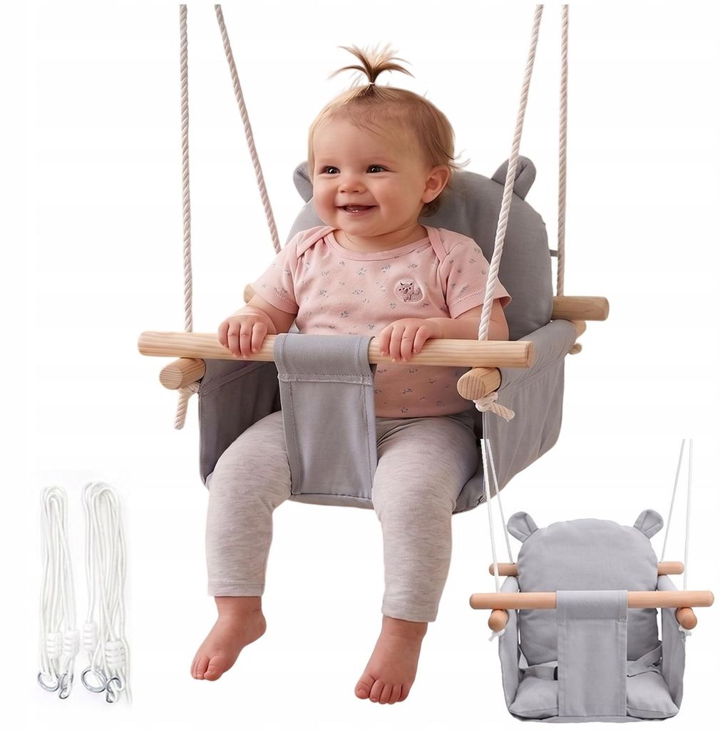 Babyschaukel Holz mit Sicherheitsgurt | Produktbild 