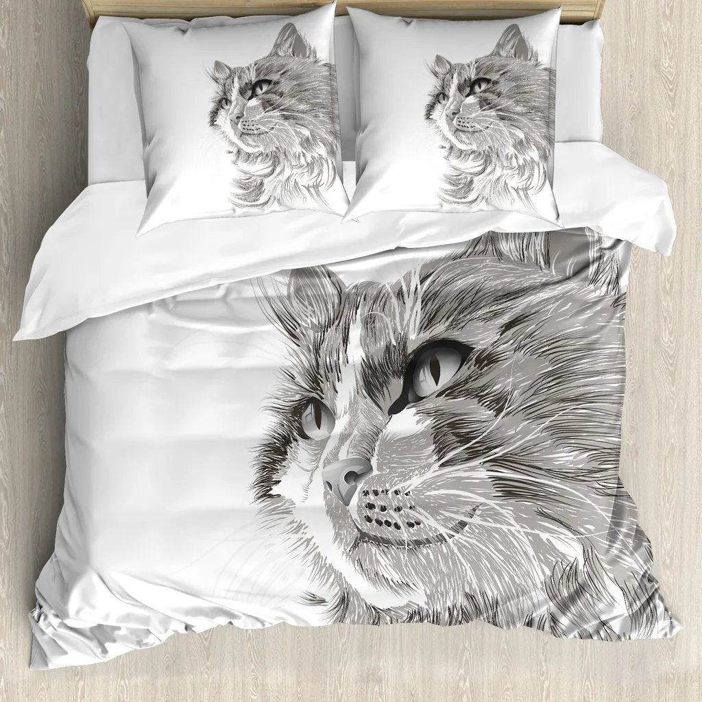 ABAKUHAUS Copripiumino Microfibra Spazzolata 200x200 | Gatto HD