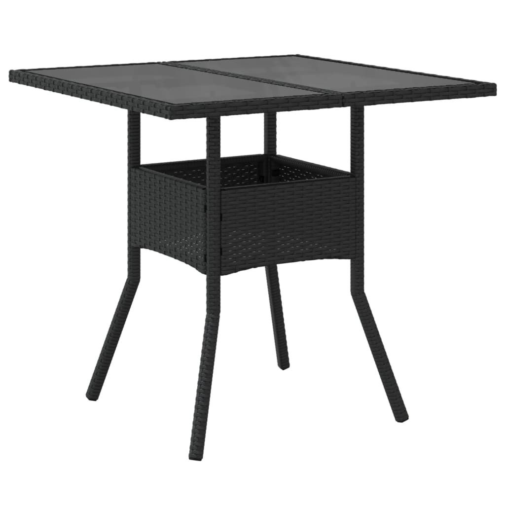 vidaXL Tavolo da giardino con piano in vetro nero 80x80x75 Immagine del prodotto 