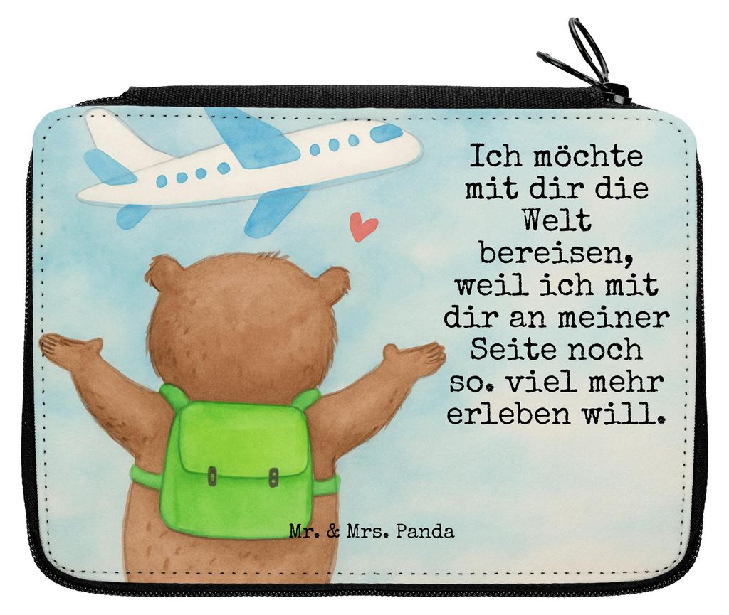 Mr. & Mrs. Panda Mäppchen Bär Flugzeug Design - Weiß - Geschenk, Freundin, Etui, für Frauen, Valentinstag, Partner, Federmappe, Stifte, Hochzei...