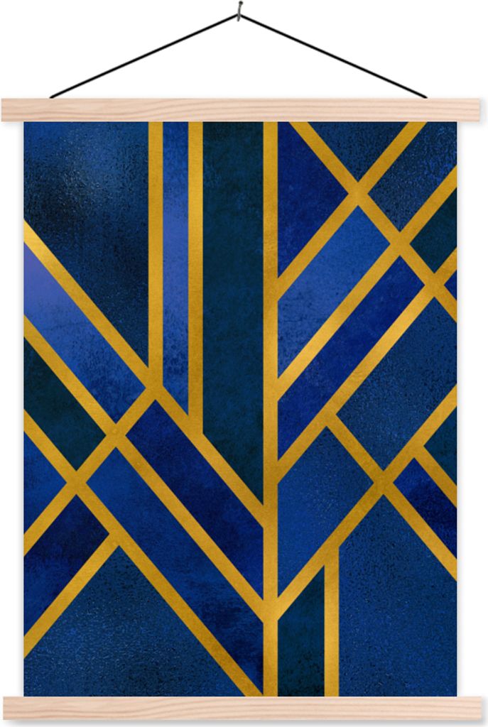MuchoWow Textilposter Design - Gold - Luxus 120x160 cm mit holzfarbenen Rahmen - Plakatkarton