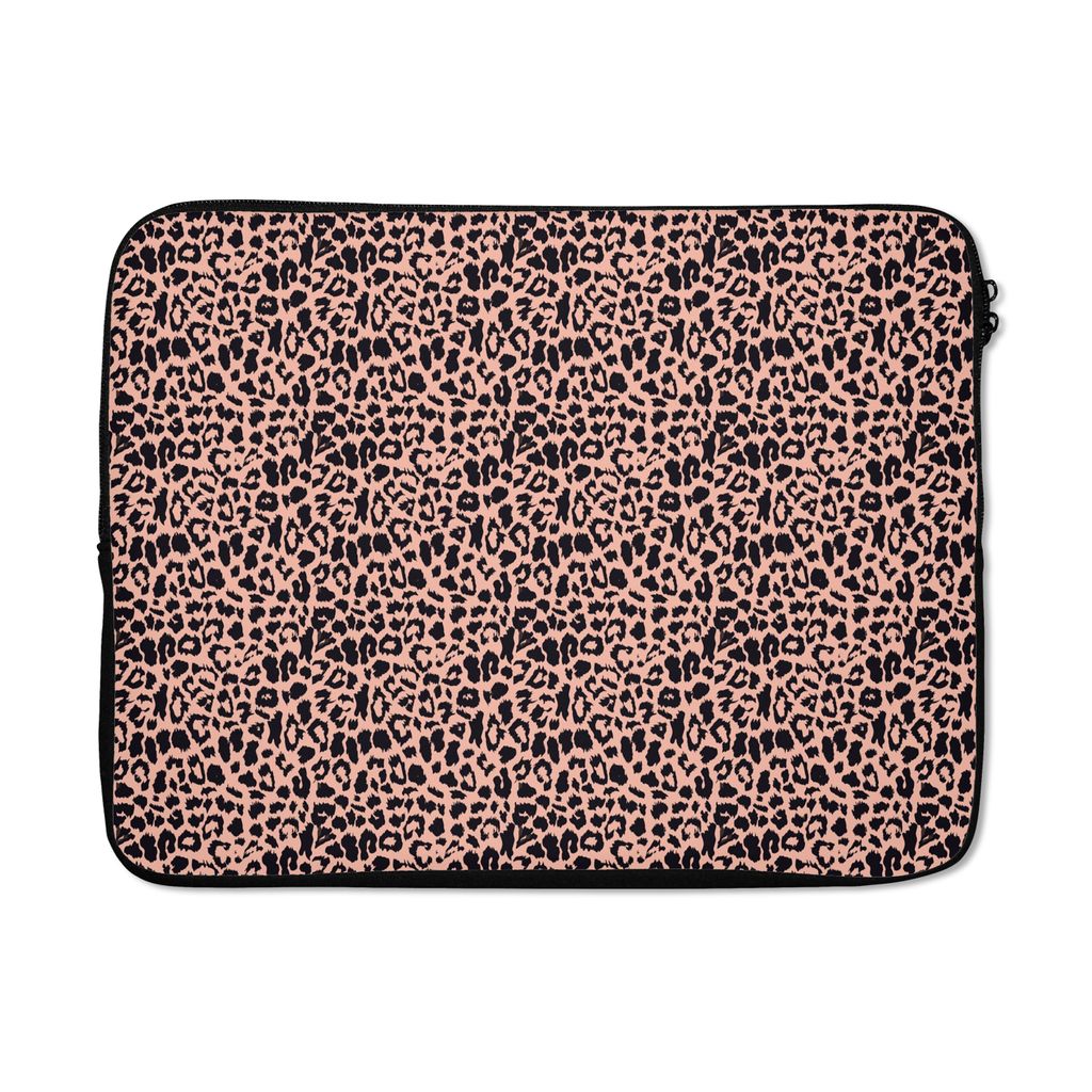 MuchoWow Laptop Hülle 17 Zoll Laptoptasche Leopardenmuster - Rosa - Tiere - Zipper - Schutzabdeckung