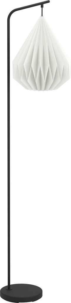 EGLO Stehlampe Minting, Lampe Wohnzimmer mit Origami Lampenschirm, Standleuchte aus Metall in Schwarz und Papier in Weiß, 158,5 cm