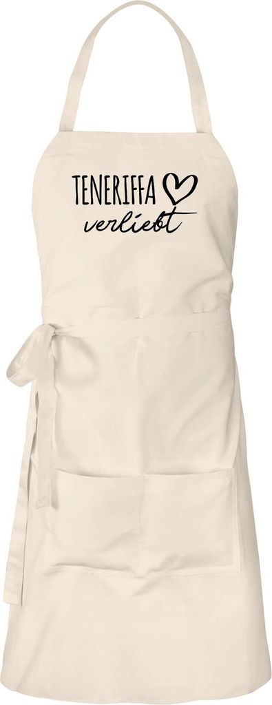 Huuraa Schürze Teneriffa verliebt Natur mit Taschen Baumwolle Kochschürze Geschenkidee
