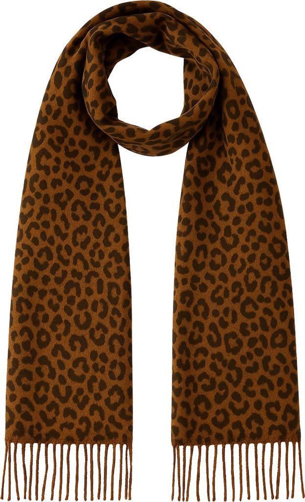 Faera Schal mit Leopardenmuster Fransen weich und angenehm Größe One Size