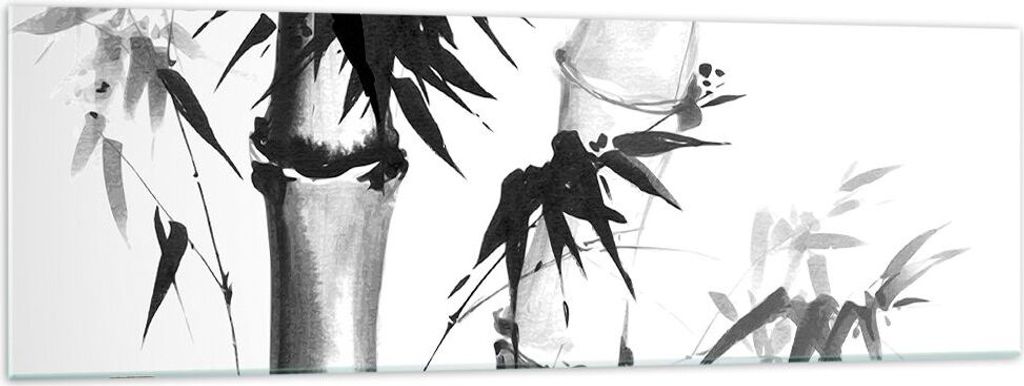 Bilder auf glas - Einteilig - Asiatisch Aquarell Bambus - 160x50cm - Glasbilder - Wandbilder - Bilder - Wanddekoration aus Glas - Glas Bilder - Wan...