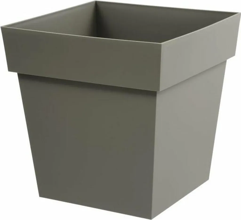 Aménager votre Terrasse avec le Pot Toscane Carré Taupe EDA de 48 Litres