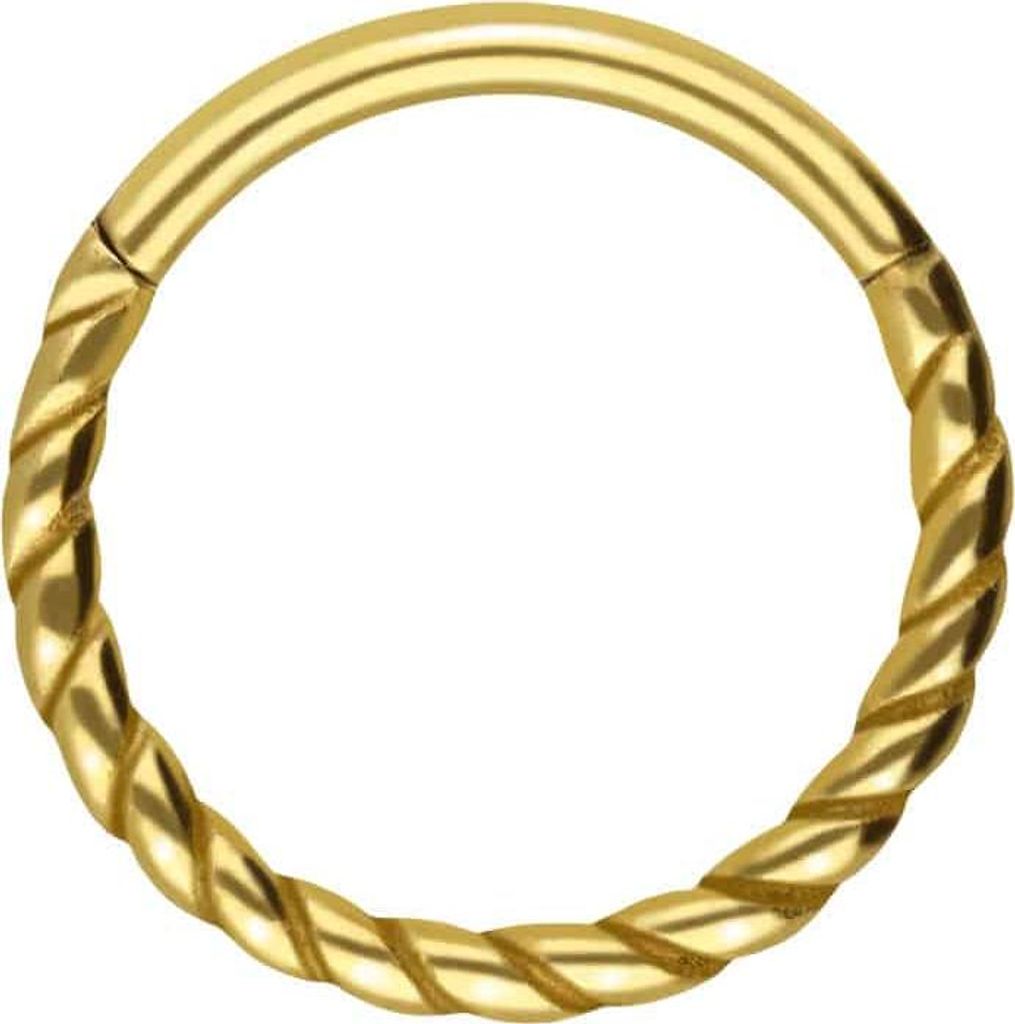 Ohrpiercing, Nasenpiercing, Septum Piercing Chirurgenstahl Segmentring Clicker GEDREHT Gold Innendurchmesser: 10mm + Stabstärke: 1,2mm