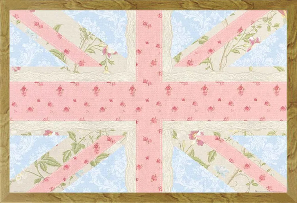 Union Jack Rosa Shinsuke: Poster con Cornice Rovere per Camera Pop