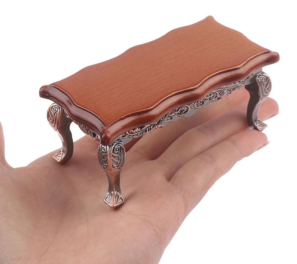 1:12 Puppenhaus Miniatur-Couchtisch, Mini-Möbelmodell, Spielzeugzubehör, langer Tisch