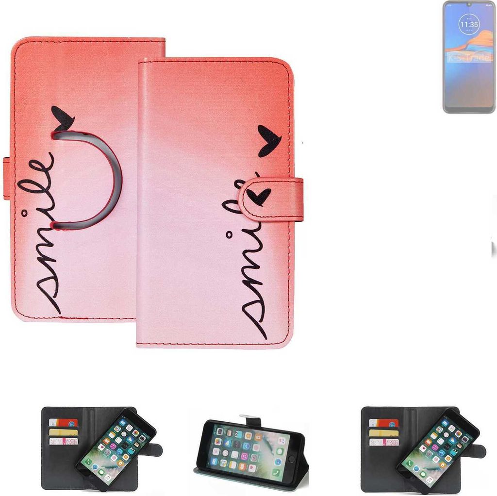 K-S-Trade Schutzhülle Handyhülle kompatibel mit BLU Studio X5 Hülle cover bookstyle Etui ''smile'' rot Standfunktion Kameraschutz (1Stk)