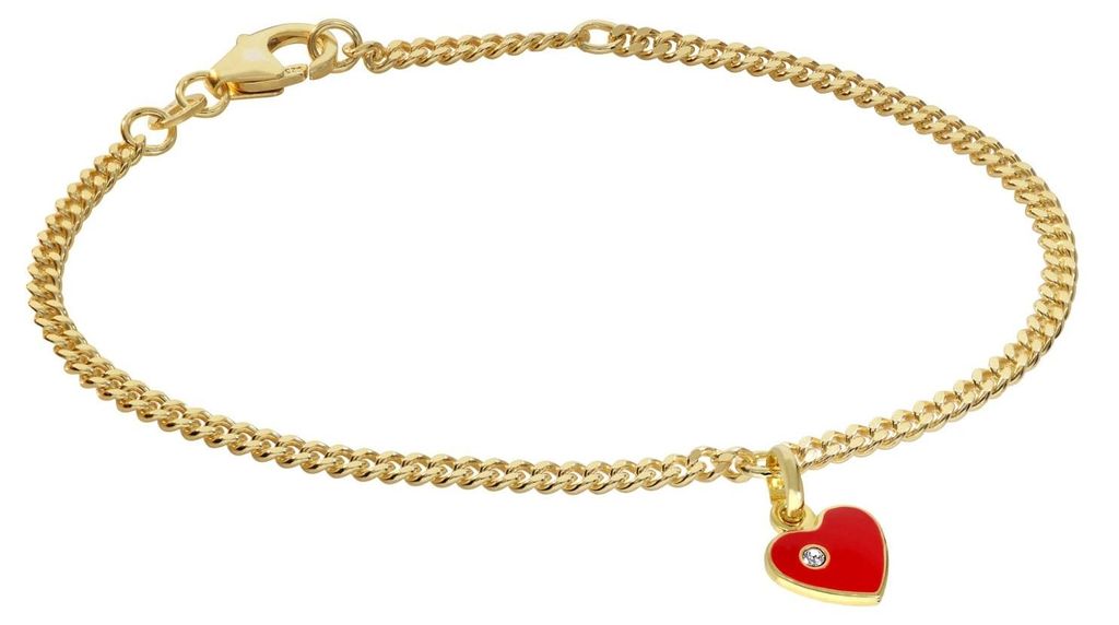 trendor 21620 Mädchen-Armband mit Herz-Anhänger 925 Silber Vergoldet