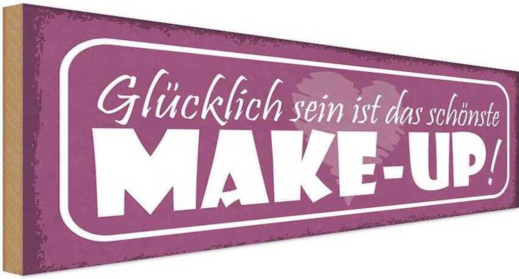 vianmo Holzschild 10x27 cm schönste Make-Up glücklich sein Produktbild 