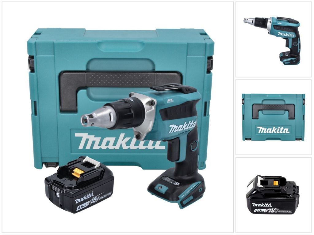 Makita DFS 452 M1J Akku Schnellbauschrauber 18 V Brushless + 1x Akku 4,0 Ah + Makpac - ohne Ladegerät