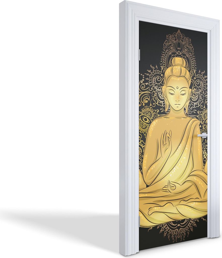 Wandtattoos Türen Selbstklebende Wandsticker Türtapeten - Goldener Buddha - 75 x 205 cm