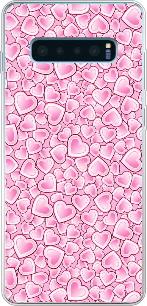MuchoWow Handyhülle Schutzhülle Hülle für Telefoonhoesje Samsung Galaxy S10 Lite Mädchen - Herzen - Rosa - Muster - Mädchen - Kind - Kinder...