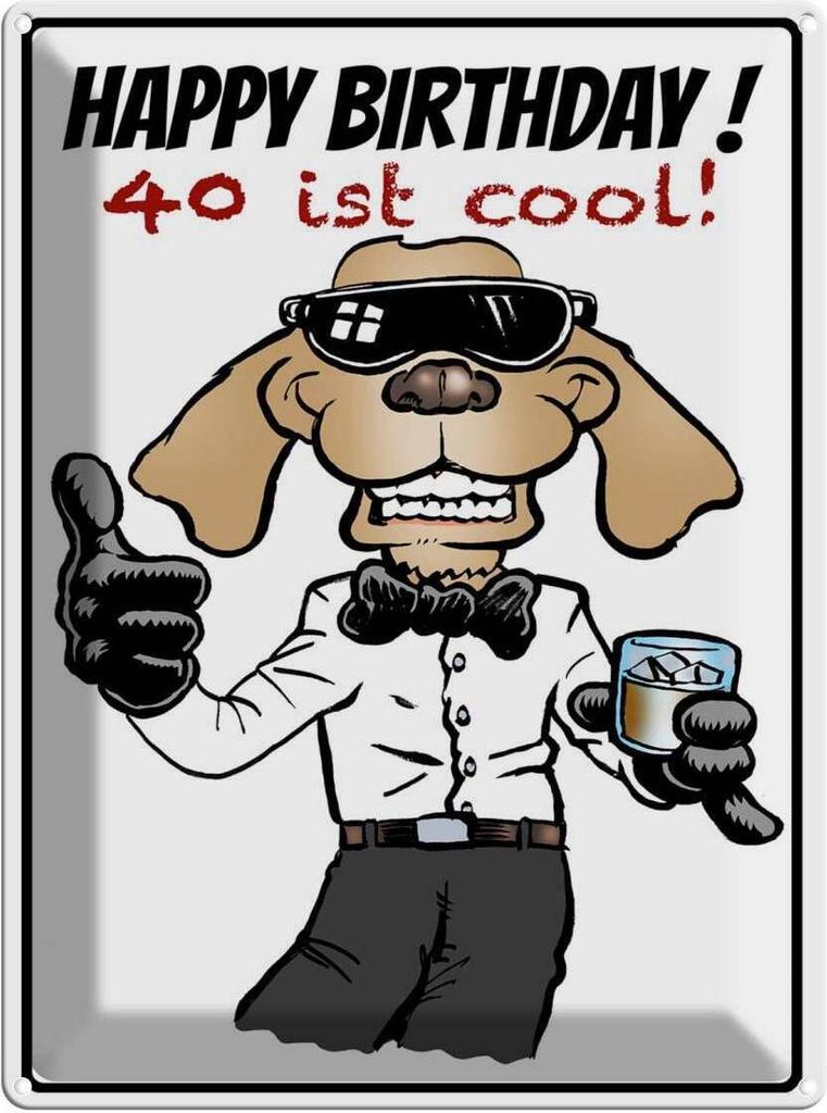 vianmo Blechschild 40x30 cm Happy Birthday 40 is cool Spruch Zitat