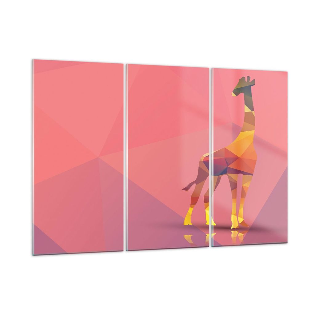 Bilder auf glas - Giraffe modern Grafik - 165x110cm - Glasbilder - Wandbilder - Kunstdruck - zum Aufhängen bereit - Wanddekoration aus Glas - Glas...
