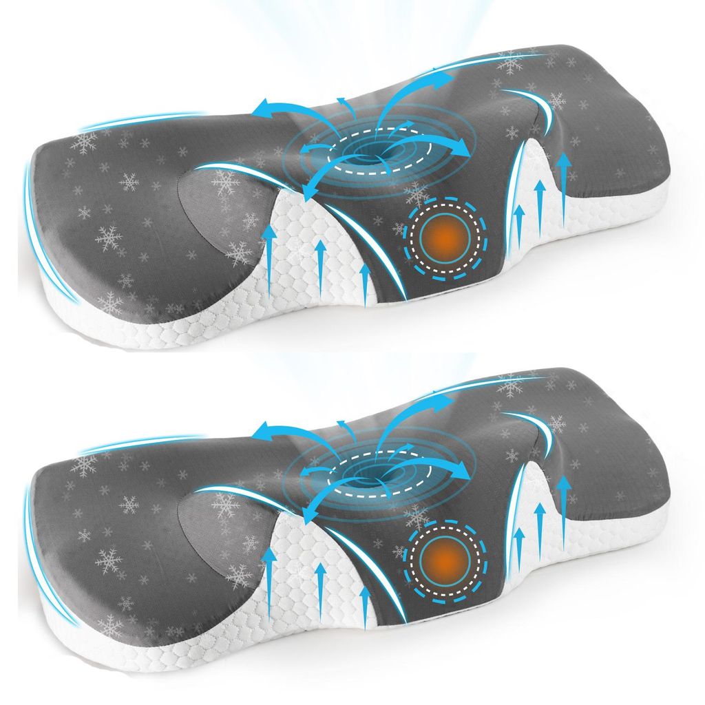 2 St. Kopfkissen Nackenschmerzen, Ergonomisches Memory Foam Nackenstützkissen, Orthopädische Kissen Gegen Nackenschmerzen, Schlafkissen Nackenkissen