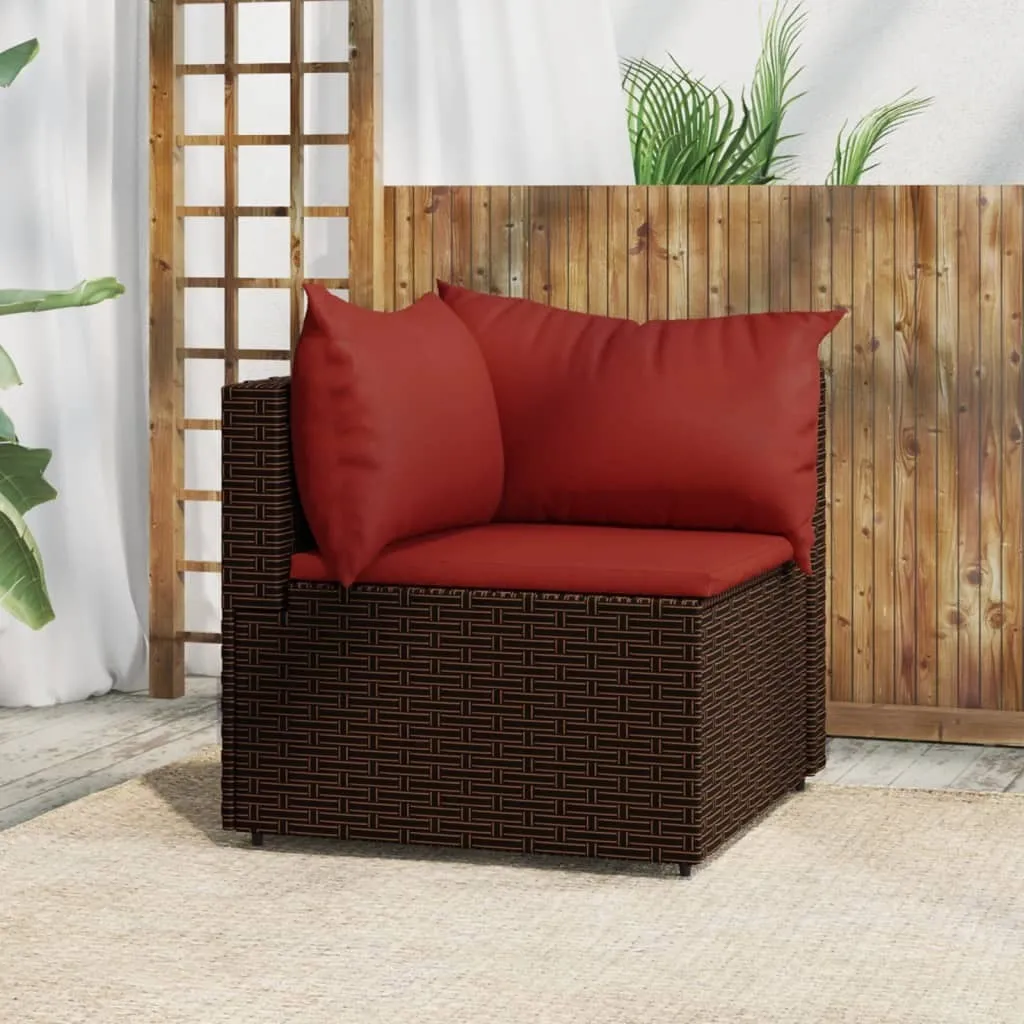 Divano Angolare Giardino Poly Rattan Marrone - The Living Store Offerta
