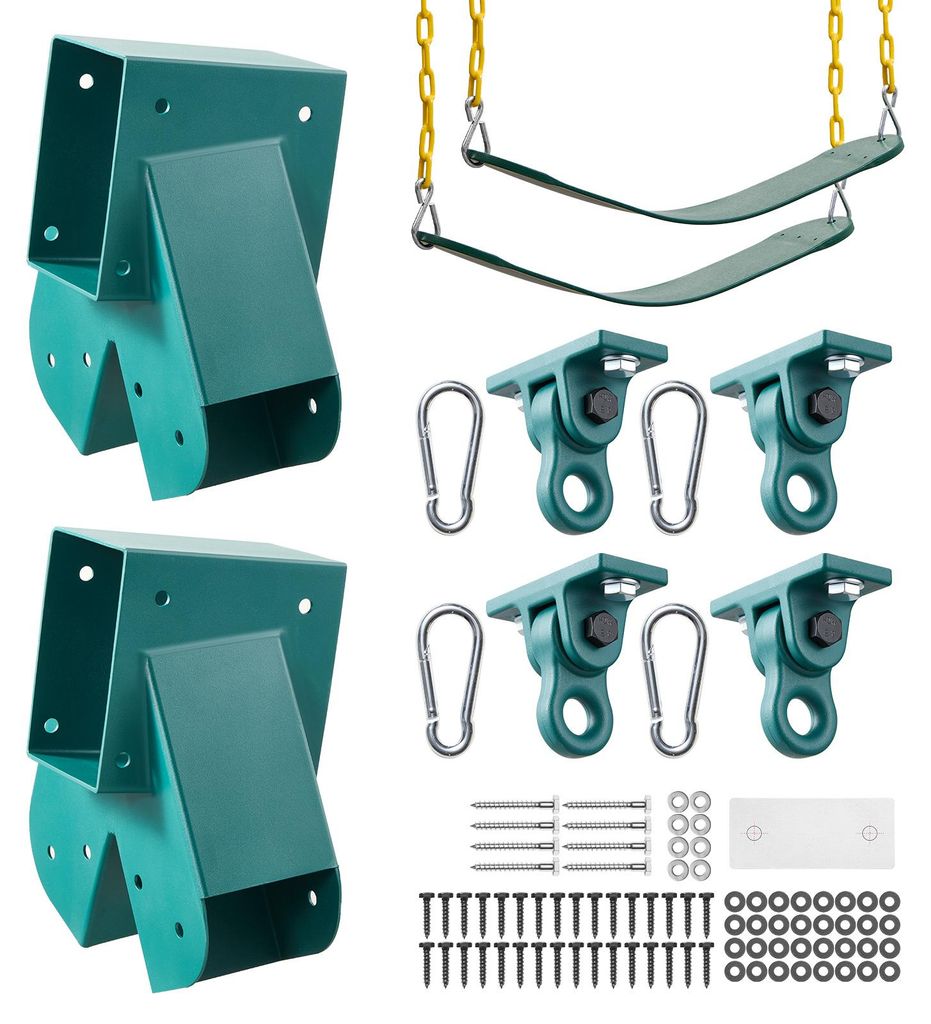 VEVOR 8 Stk. Schaukelhalterung Set, Schaukelbefestigung inkl. 2 A-Form Schaukelverbinder für 94x144 mm Balken 94x94 mm Beine 4 Schaukelhaken & 2 S...