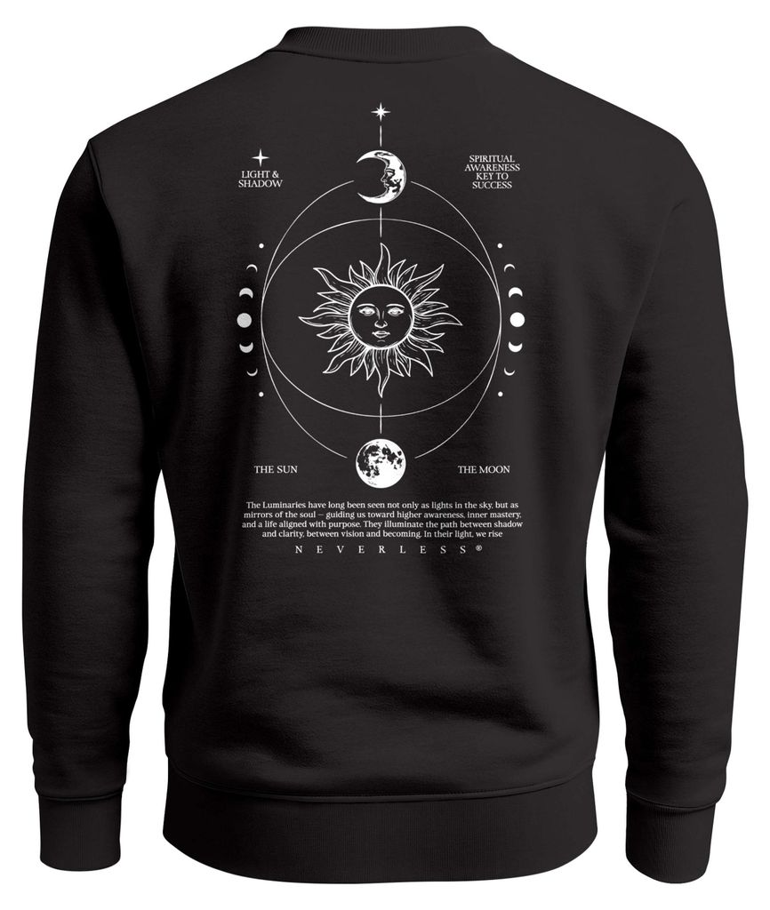 Sweatshirt Herren Pullover mit Backprint Astronomie Sonne-Mond Design Fashion Spiritual Streetwear Neverless
