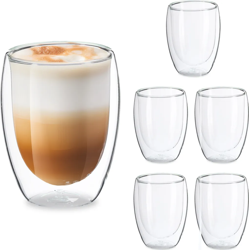 Set Bicchieri Termici 350ml Relaxdays per Caffè e Latte Macchiato