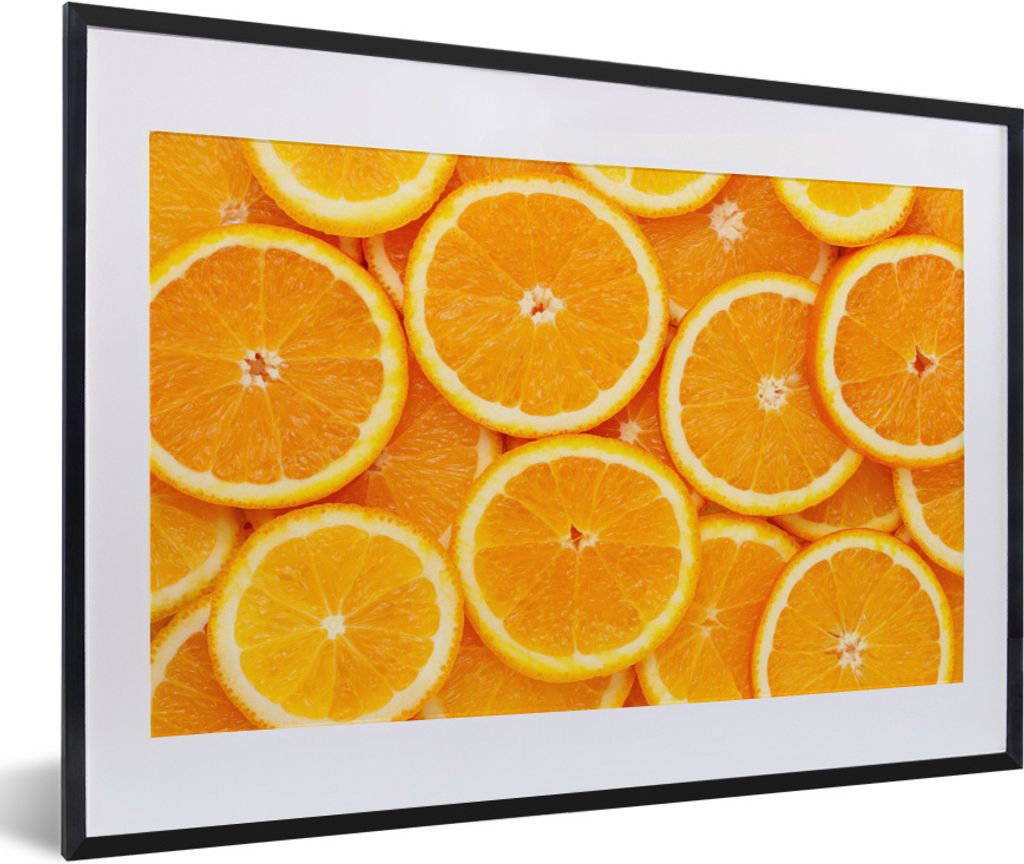 MuchoWow Gerahmtes Poster Orange - Obst - Orange 60x40 cm - Poster mit Schwarzem Bilderrahmen Wandposter Rahmen Foto Bilder - Schlafzimmer - Plak...