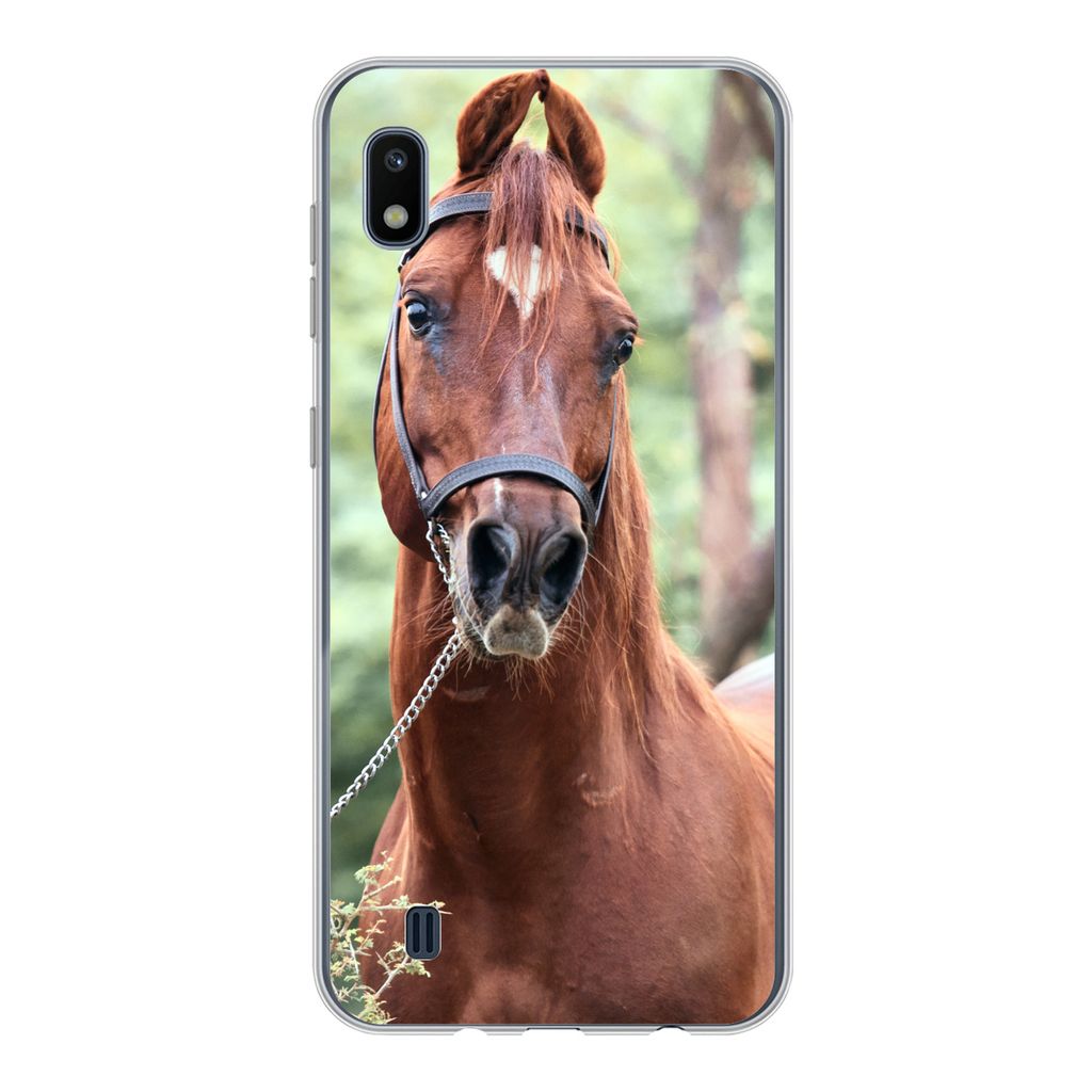MuchoWow Handyhülle Schutzhülle Hülle für Samsung Galaxy A10 Pferd - Wald - Halfter Silikon Softcase Handy Hülle - Schutzhülle