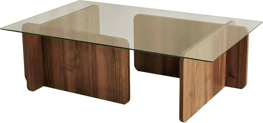 Table basse Teti 105x65x40 cm Noyer Brun avec Porte-magazines Intégré