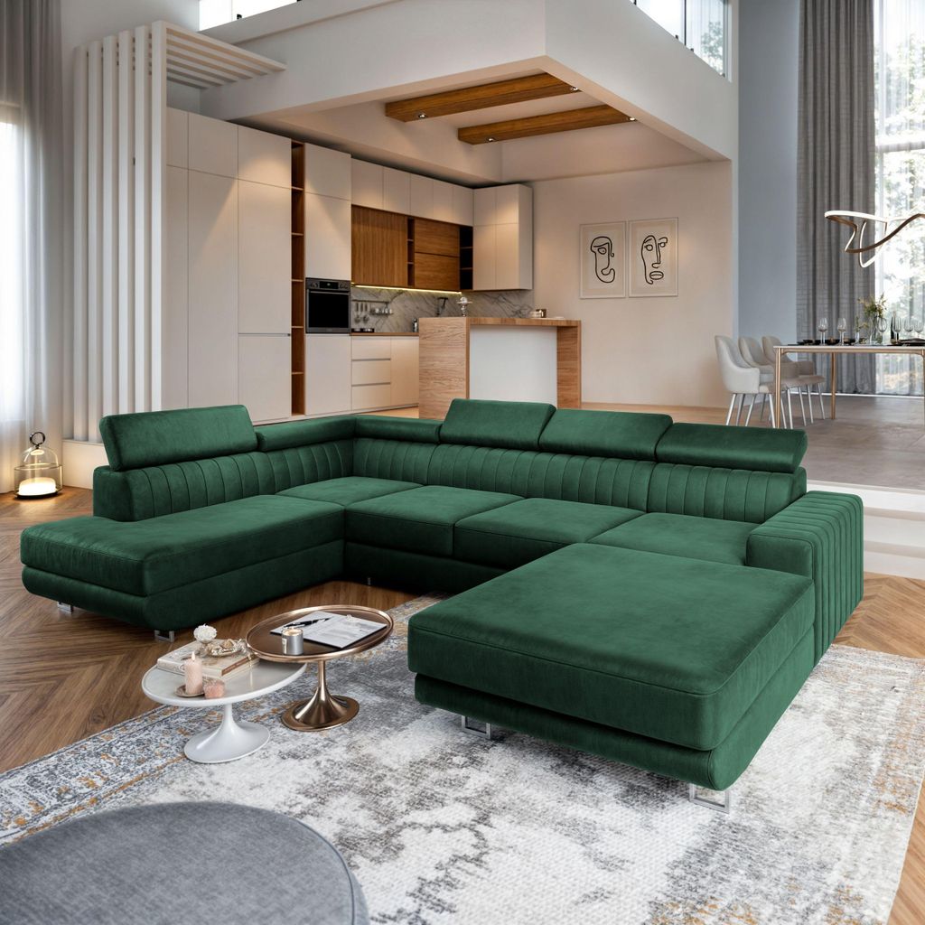 Masseno Ecksofa SIENA L-S mit Schlaffunktion U-Form, Sofa Produktbild 