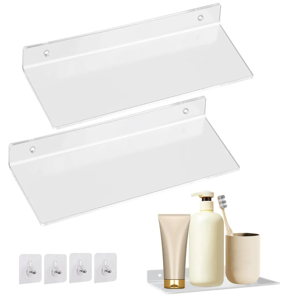 Tablette murale en acrylique transparent pour cuisine et salle de bain