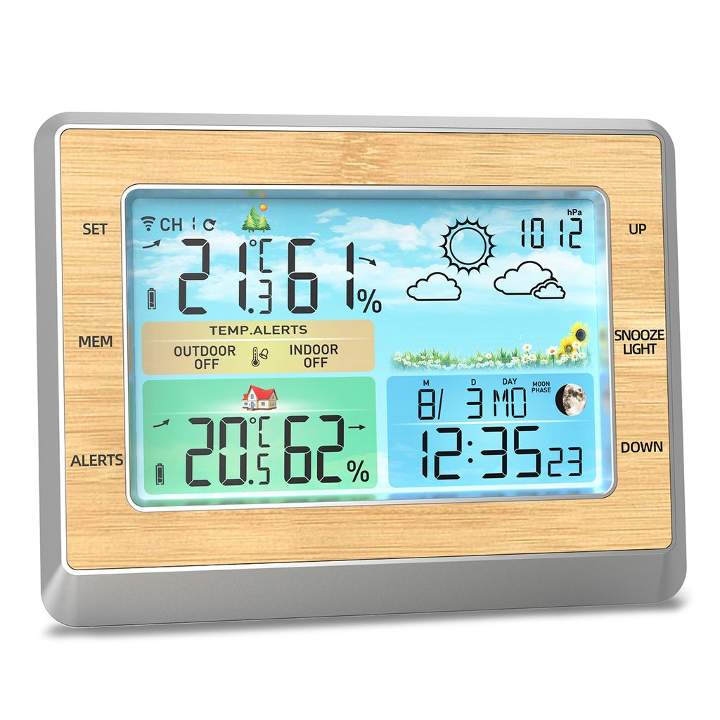 Innen-Außenthermometer Hygrometer drahtlose Wetterstation,  Temperatur-Feuchtigkeits-Monitor batteriebetrieben innen Außenthermometer  mit 330ft gelaufen