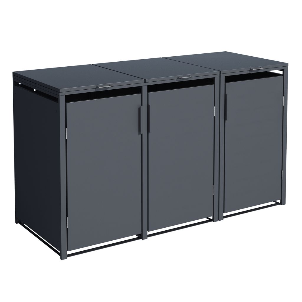 DEGAMO Mülltonnenbox klein 3er MÜNCHEN 175x62x102cm für Tonnen 120 Liter, grau