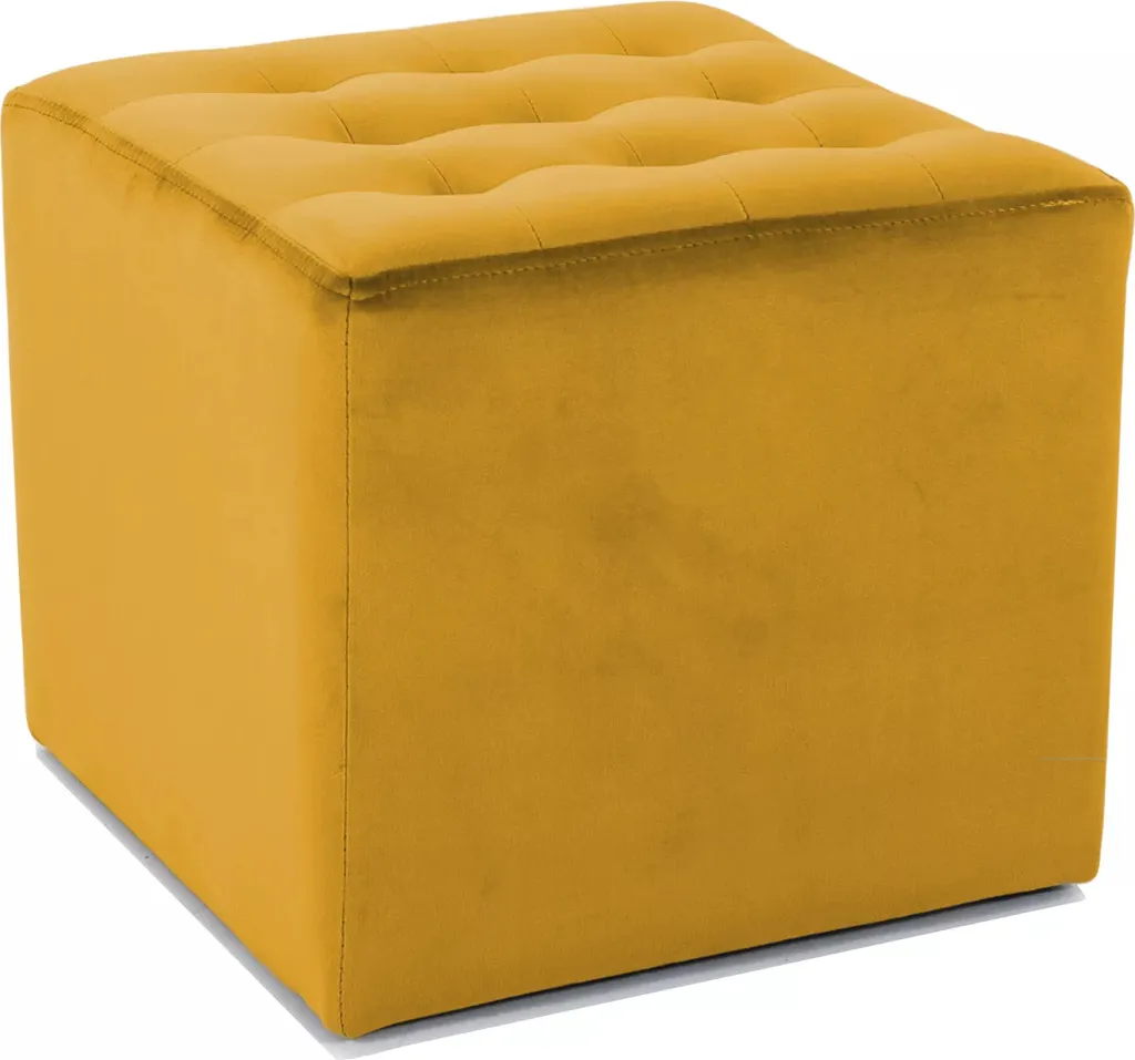 Pouf repose-pieds ALFONS rose capitonné - Tabouret bas de salon chic