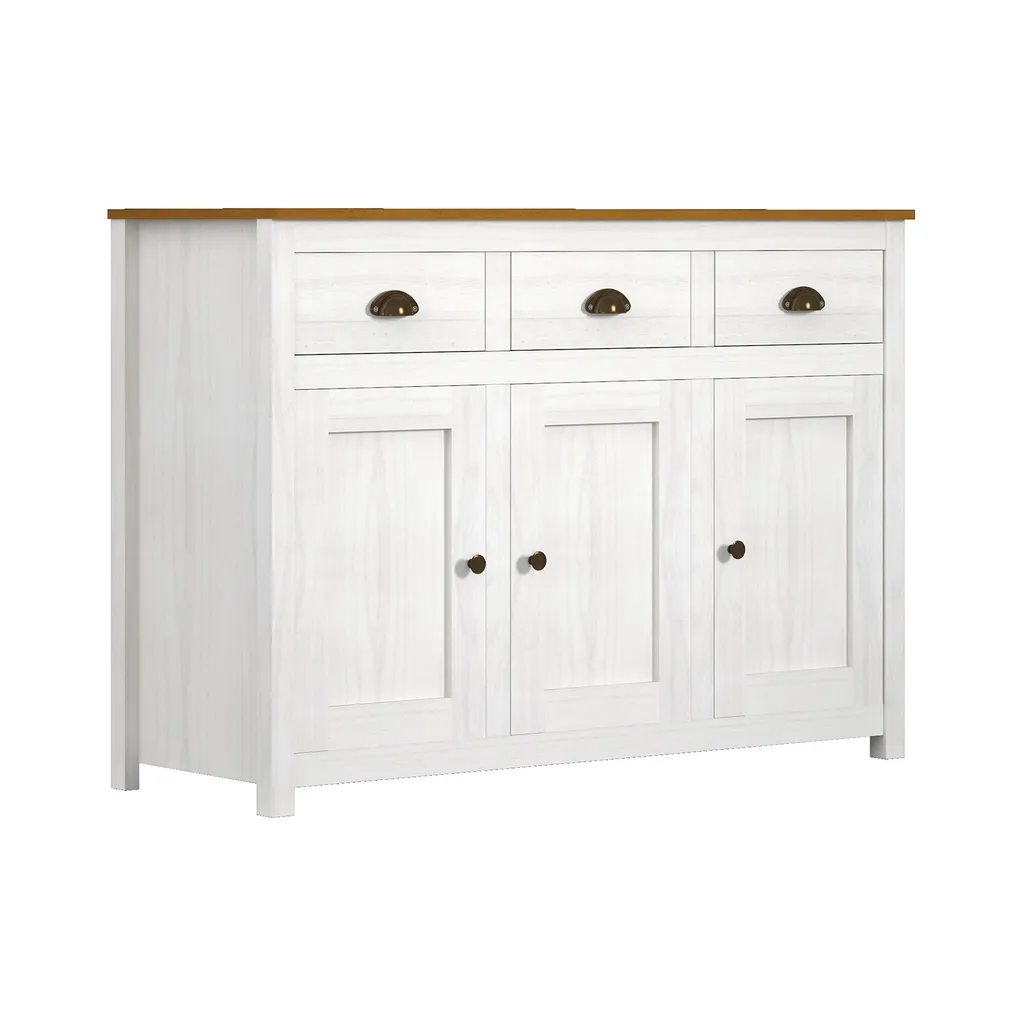 Buffet TOPAZIO avec 3 portes et 3 tiroirs en bois massif pour salon