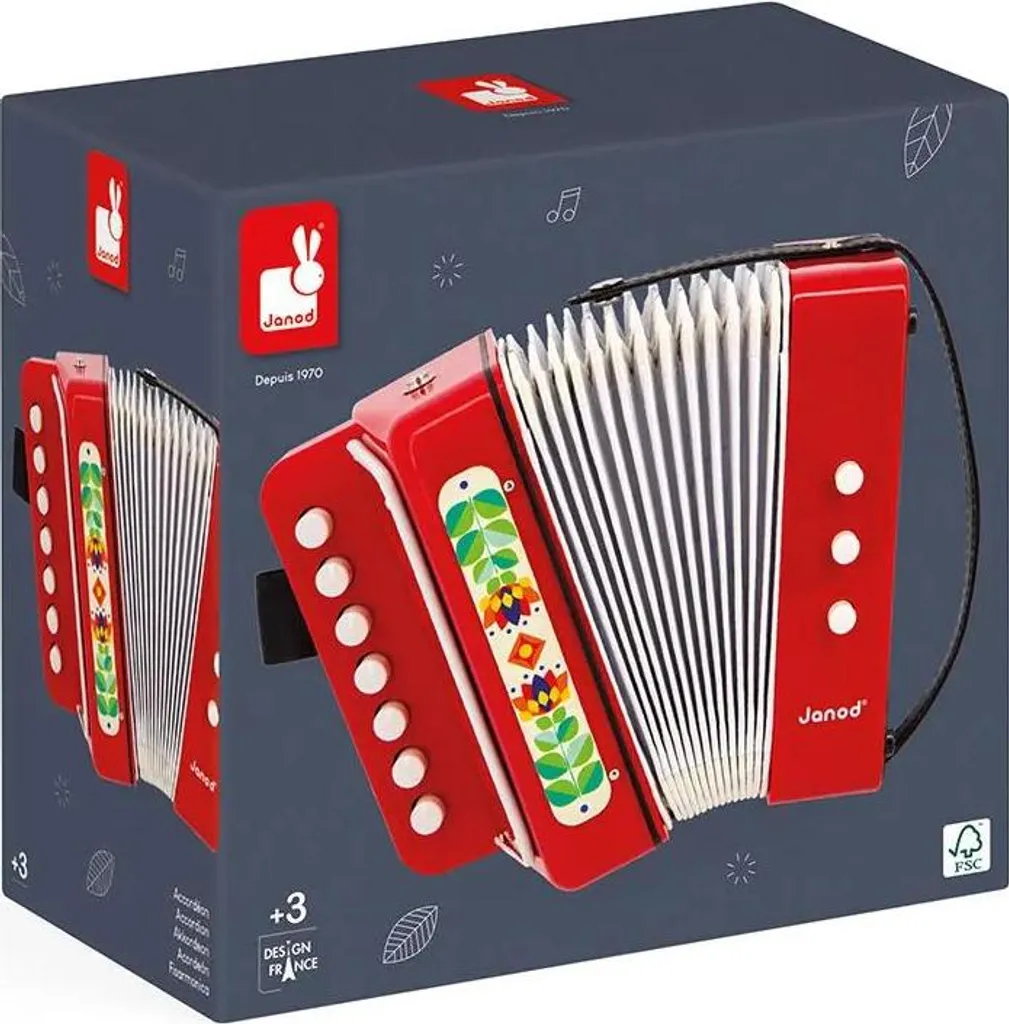 Accordéon Janod Gioia Rouge : Cadeau Idéal Éveil Musical des Petits