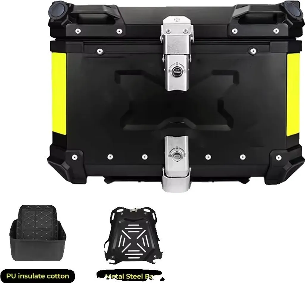 Top Case Moto 65L en Aluminium Noir - Coffre de Rangement Étanche Pro